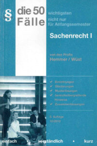 Die 50 wichtigsten Falle Sachenrecht I German Edition Karl Edmund Hemmer Kitap Kapağı