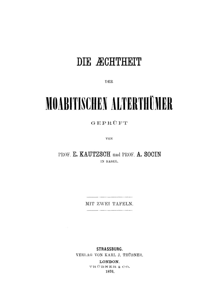 Die Aechtheit der Moabitischen Alterthumer German Edition E Kautzsch Kitap Kapağı