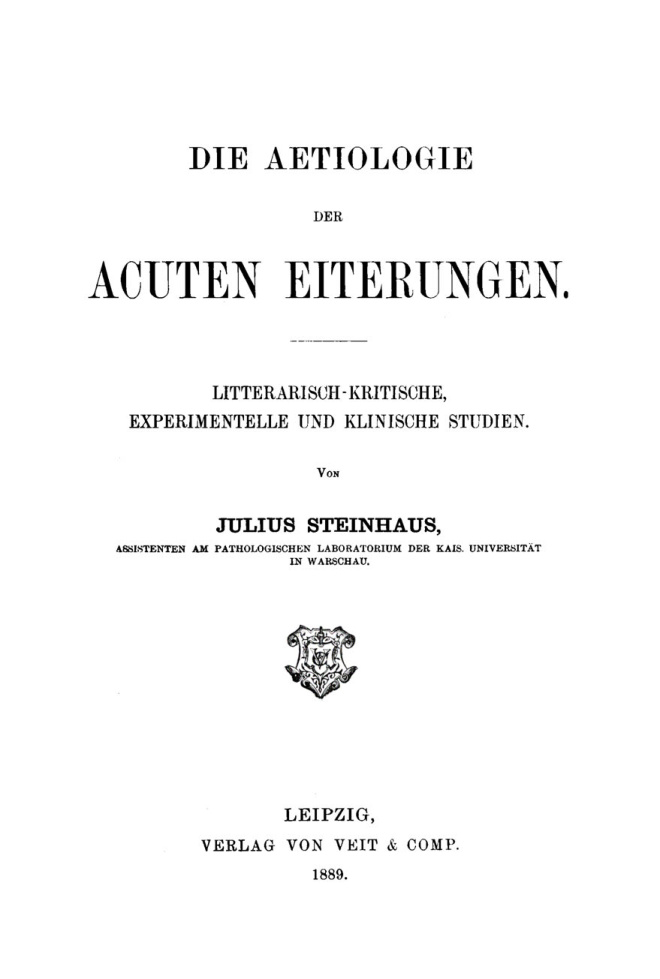 Die Aetiologie der acuten Eiterungen German Edition Julius Steinhaus Kitap Kapağı