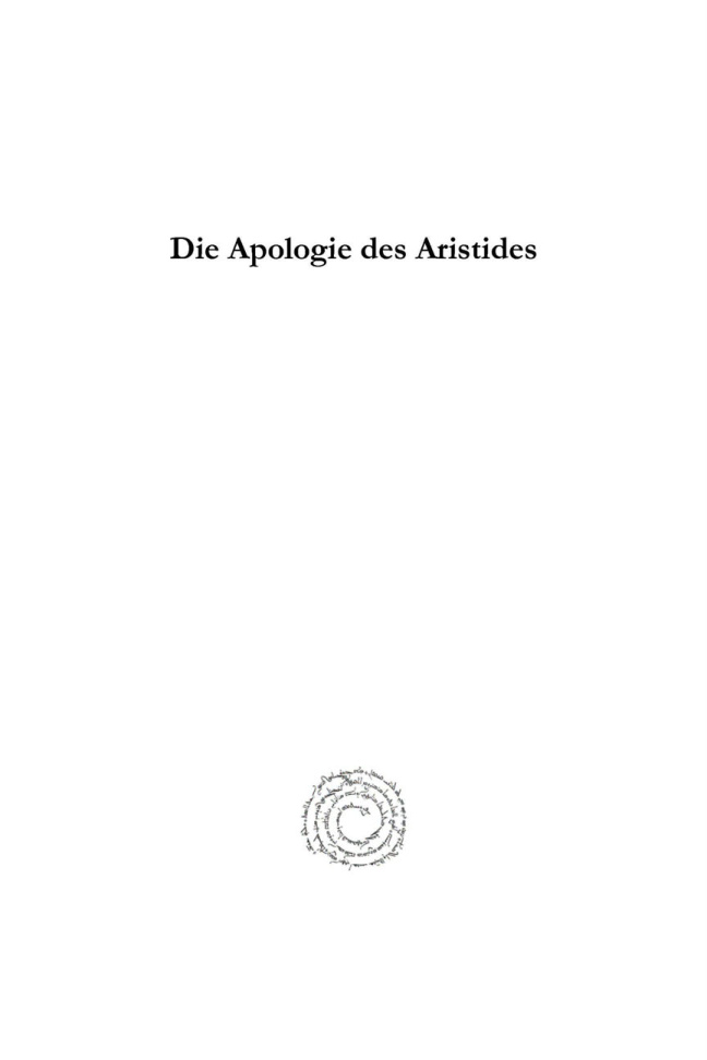 Die Apologie des Aristides German Edition Edgar Hennecke Kitap Kapağı