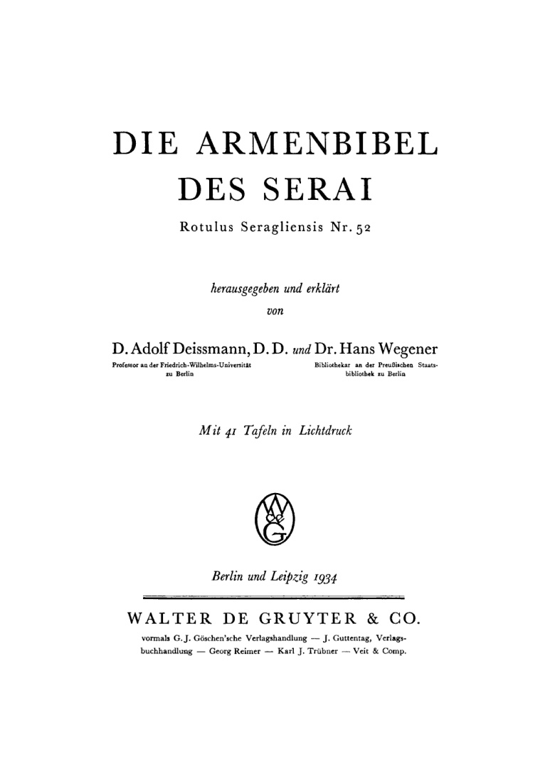 Die Armenbibel des Serai German Edition Adolf Deissmann Kitap Kapağı