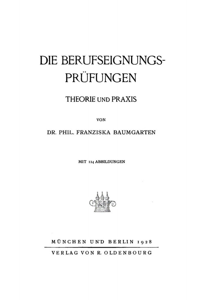 Die Berufseignungs Prufungen German Edition Franziska Baumgarten Kitap Kapağı