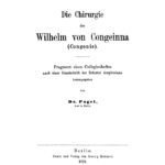 Die Chirurgie des Wilhelm von Congeinna German Edition Julius Pagel Kitap Kapağı