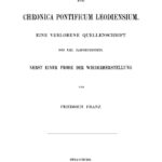 Die Chronica pontificum Leodiensium German Edition Friedrich Franz Kitap Kapağı