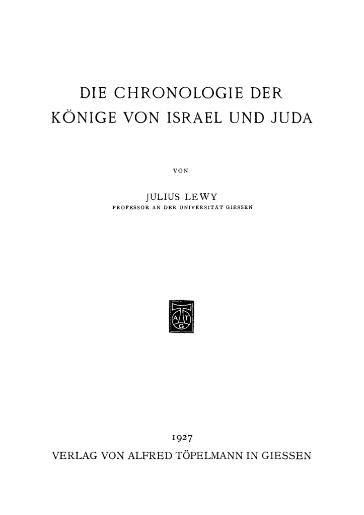 Die Chronologie der Konige von Israel und Juda German Edition Julius Lewy Kitap Kapağı