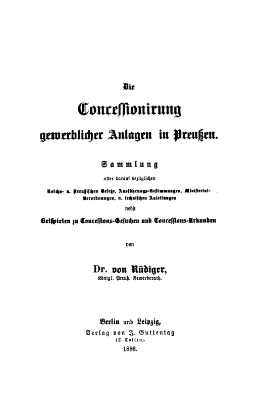 Die Concessionirung gewerblicher Anlagen in Preussen German Edition W von Rudiger Kitap Kapağı