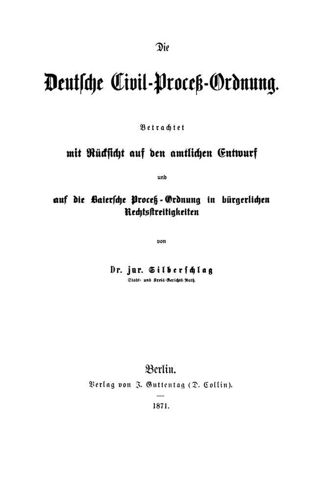 Die Deutsche Civil Process Ordnung German Edition Silberschlag Kitap Kapağı