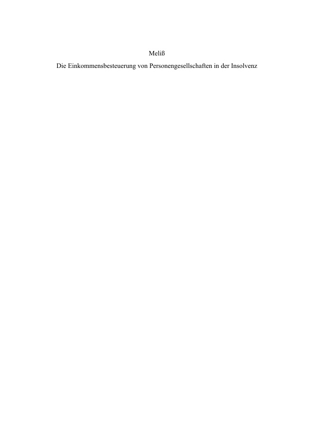 Die Einkommensbesteuerung von Personengesellschaften in der Insolvenz German Edition Laura Kristine Meliss Kitap Kapağı