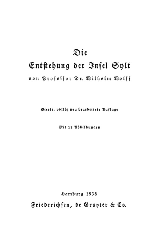 Die Entstehung der Insel Sylt German Edition Wilhelm Wolff Kitap Kapağı