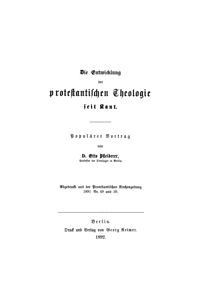 Die Entwicklung der protestantischen Theologie seit Kant German Edition Otto Pfleiderer Kitap Kapağı