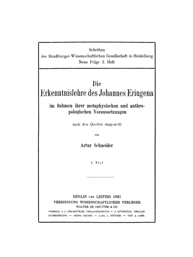 Die Erkenntnislehre des Johannes Eriugena German Edition Artur Schneider Kitap Kapağı
