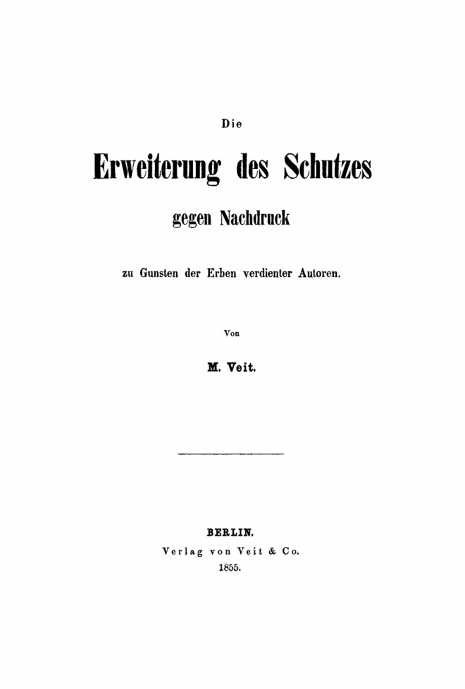 Die Erweiterung des Schutzes gegen Nachdruck zu Gunsten der Erben verdienter Autoren German Edition M Veit Kitap Kapağı