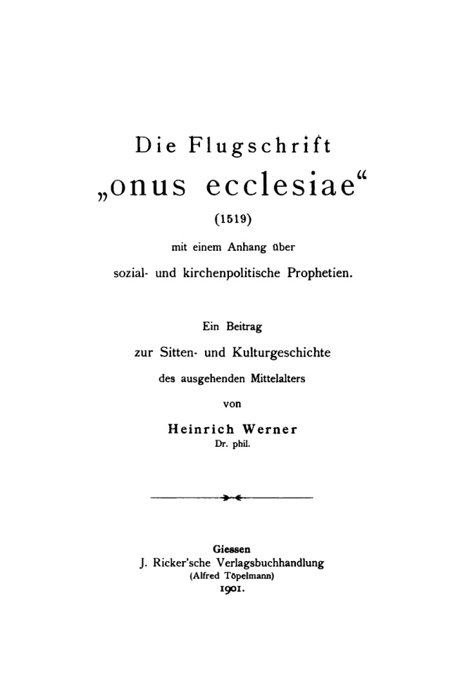 Die Flugschrift Onus ecclesiae German Edition Heinrich Werner Kitap Kapağı