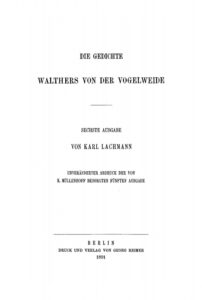 Die Gedichte Walthers von der Vogelweide German Edition K Mullenhoff Kitap Kapağı