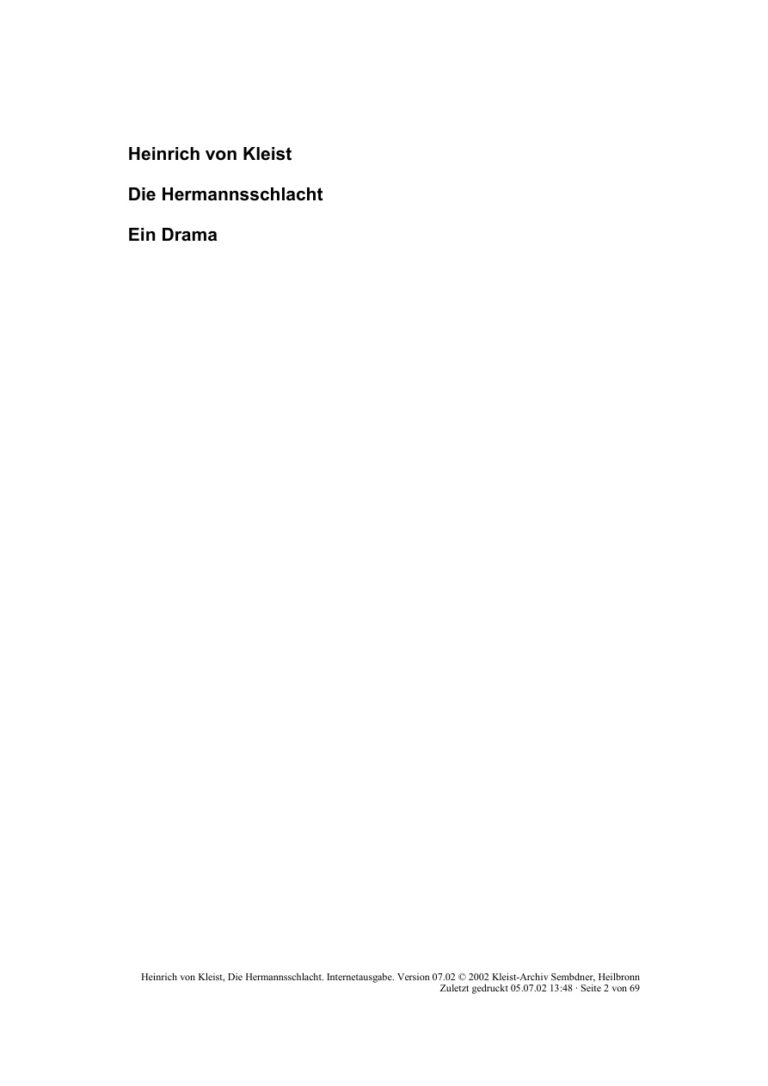 Die Hermannsschlacht German Edition Von Kleist Heinrich Kitap Kapağı