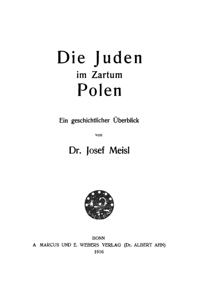 Die Juden im Zartum Polen German Edition Josef Meisl Kitap Kapağı
