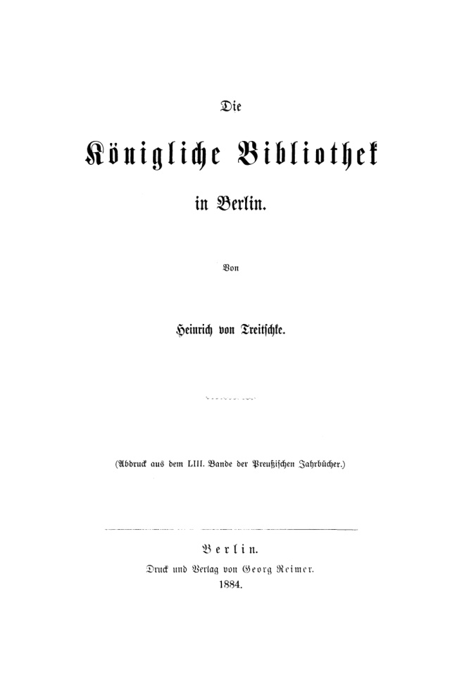 Die Konigliche Bibliothek in Berlin German Edition Heinrich Treitschke Kitap Kapağı
