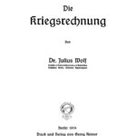 Die Kriegsrechnung German Edition Julius Wolf Kitap Kapağı