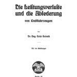 Die Leistungsverluste und die Abfederung von Kraftfahrzeugen German Edition Erich Bobeth Kitap Kapağı