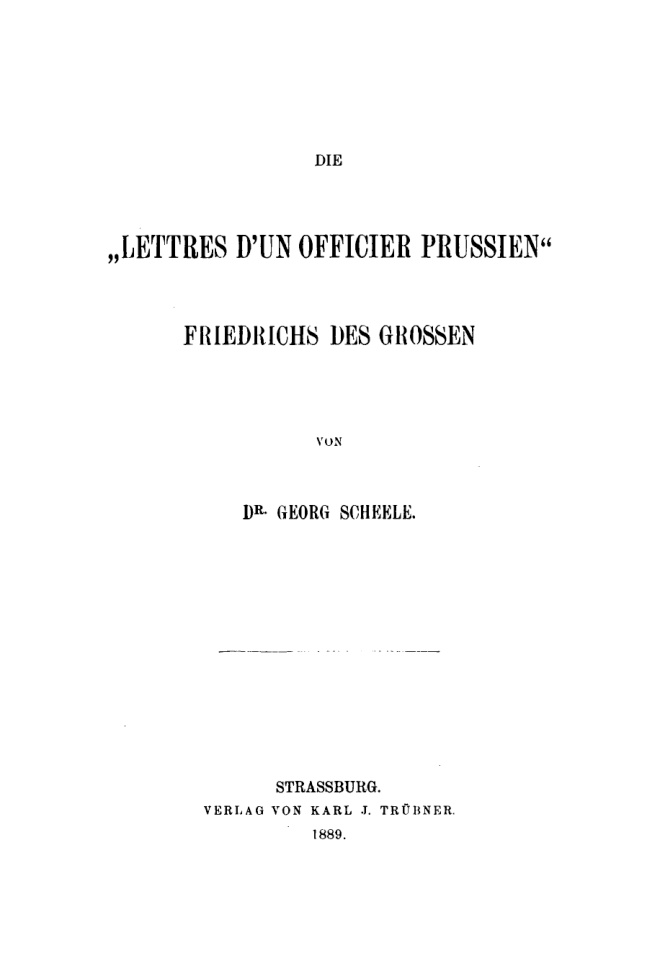 Die Lettres d'un officier Prussien, Friedrichs des Grossen PDF Download