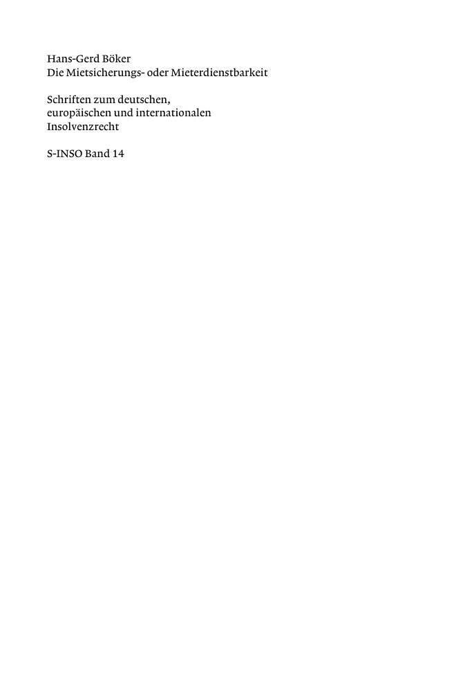 Die Mietsicherungs oder Mieterdienstbarkeit German Edition Hans Gerd Boker Kitap Kapağı