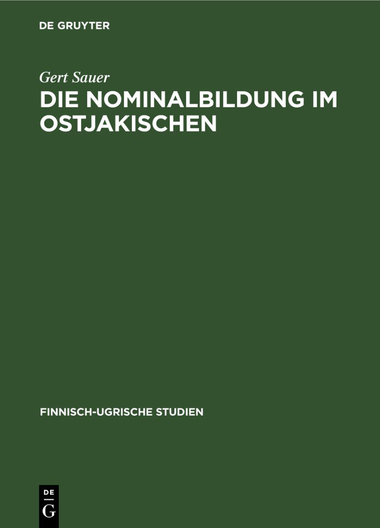 Die Nominalbildung im Ostjakischen German Edition Gert Sauer Kitap Kapağı