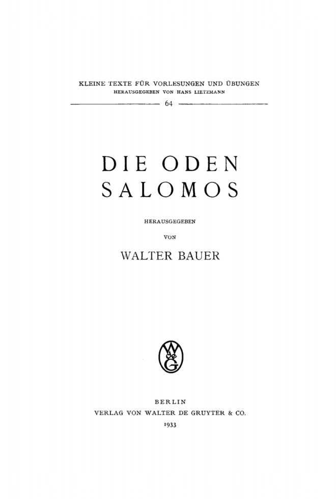 Die Oden Salomos German Edition Salomon Kitap Kapağı