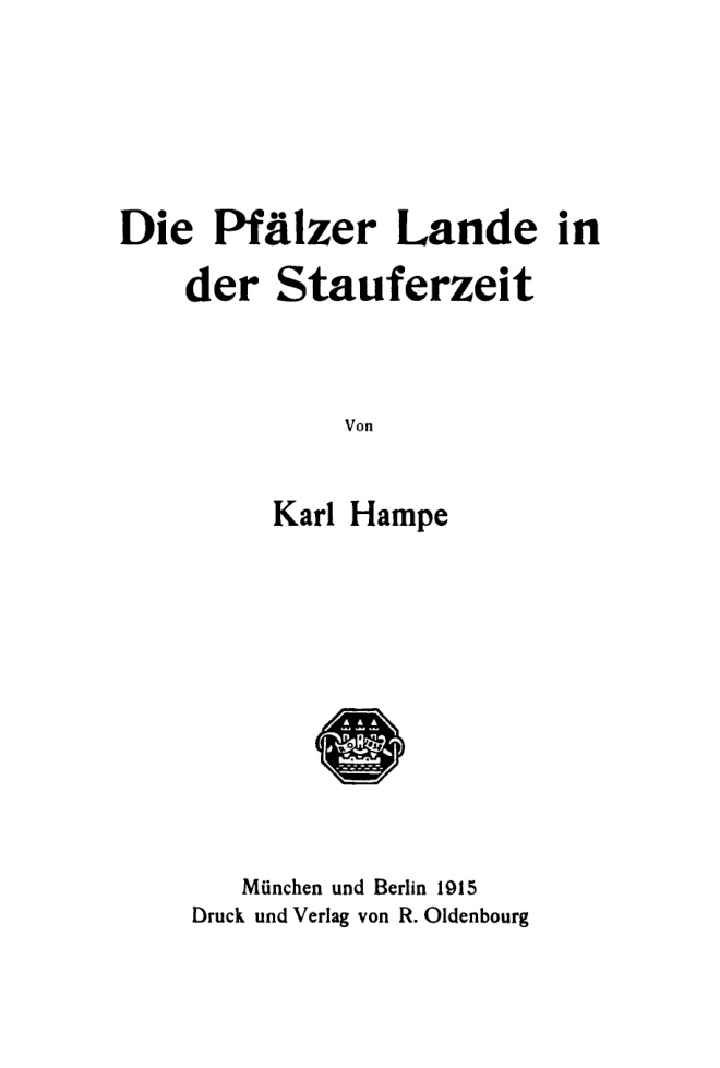 Die Pfalzer Lande in der Stauferzeit German Edition Karl Hampe Kitap Kapağı