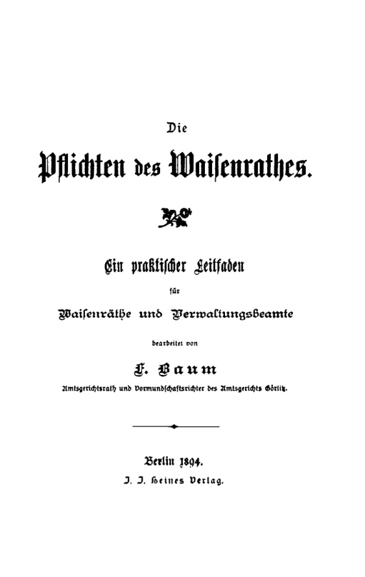 Die Pflichten des Waisenrathes German Edition F Baum Kitap Kapağı