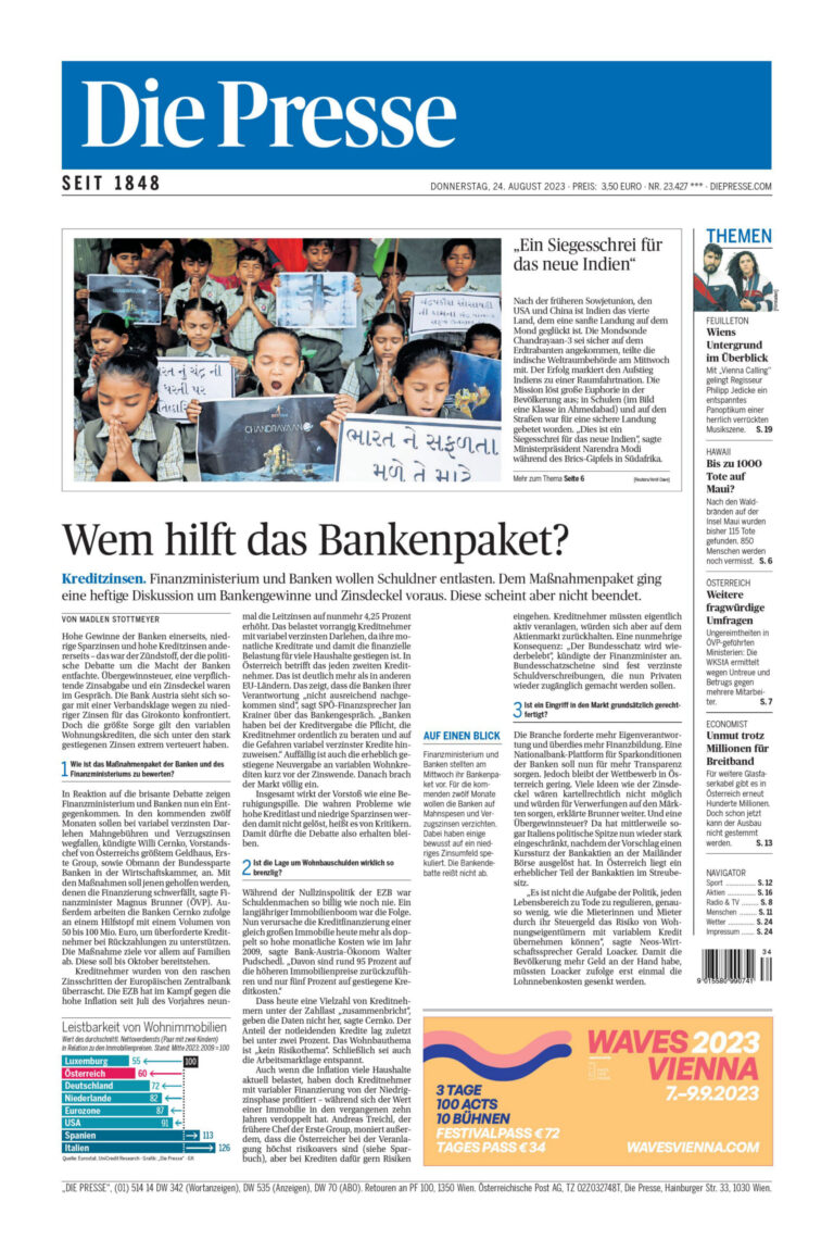 Die Presse 24 August 2023 GER Die Presse Kitap Kapağı