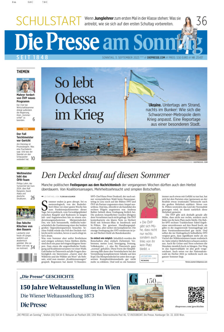Die Presse am Sonntag 03 September 2023 GER Die Presse am Sonntag Kitap Kapağı