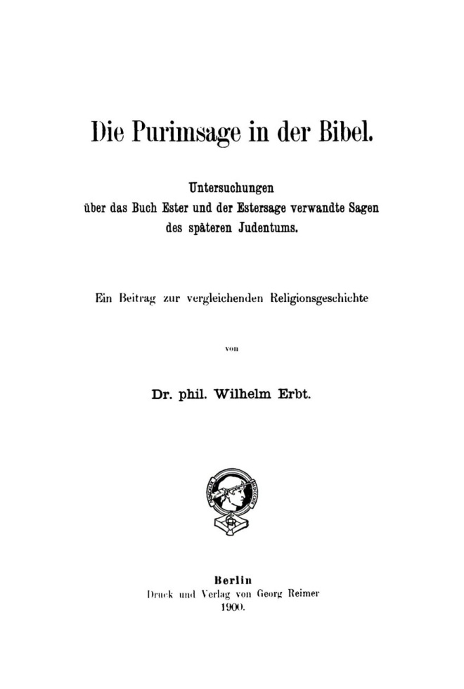 Die Purimsage in der Bibel German Edition Wilhelm Erbt Kitap Kapağı