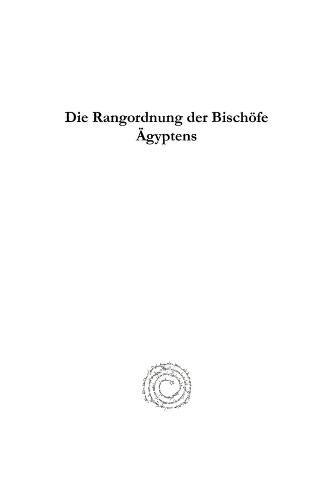 Die Rangordnung der Bischofe Agyptens German Edition Georg Graf Kitap Kapağı