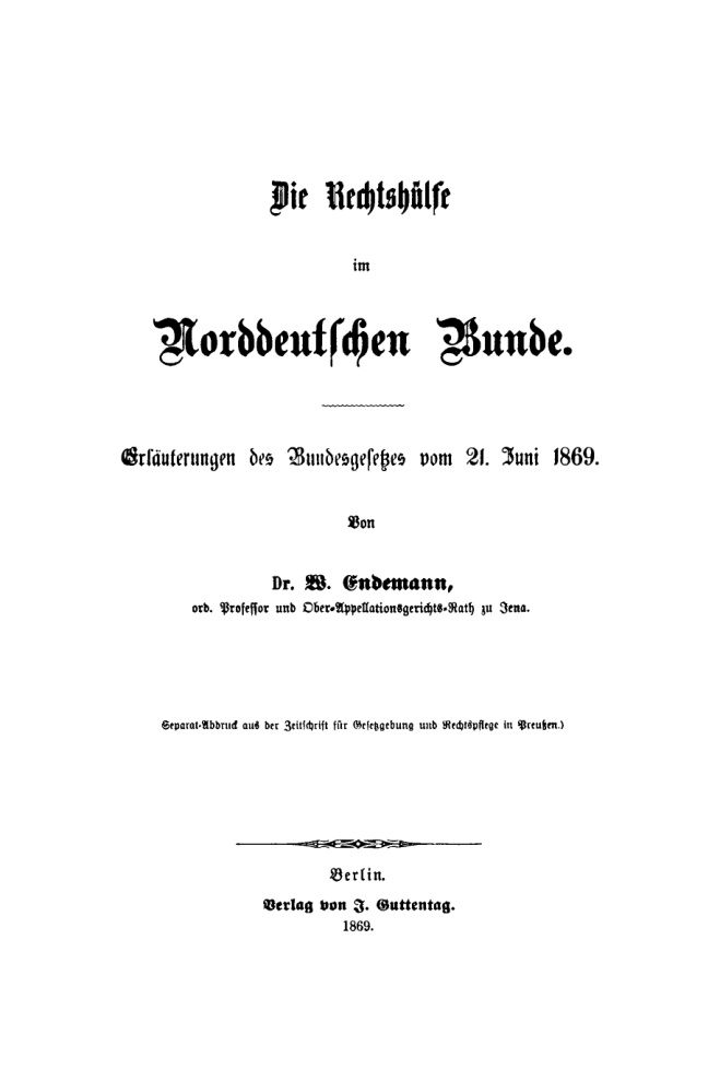 Die Rechtshulfe im Norddeutschen Bunde German Edition Wilhelm Endemann Kitap Kapağı
