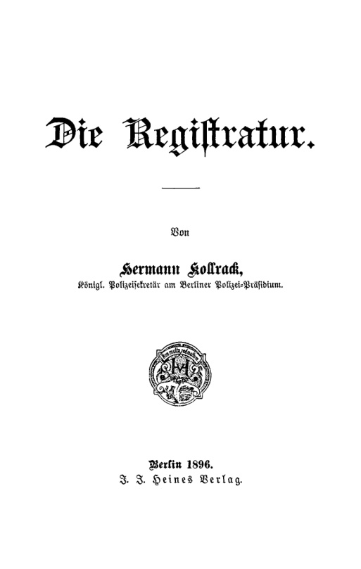 Die Registratur German Edition Hermann Kollrack Kitap Kapağı