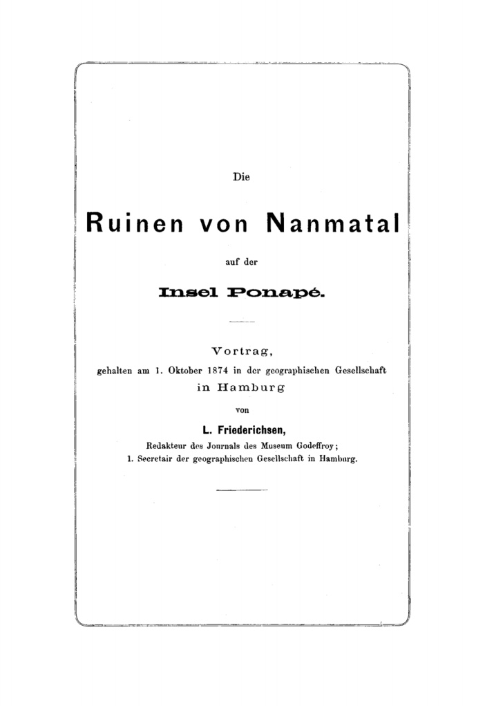Die Ruinen von Nanmatal auf der Insel Ponape German Edition L Friederichsen Kitap Kapağı