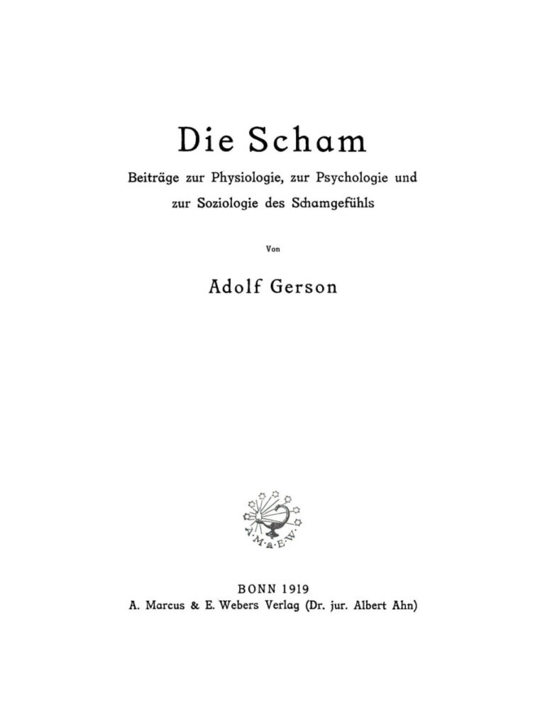Die Scham German Edition Adolf Gerson Kitap Kapağı