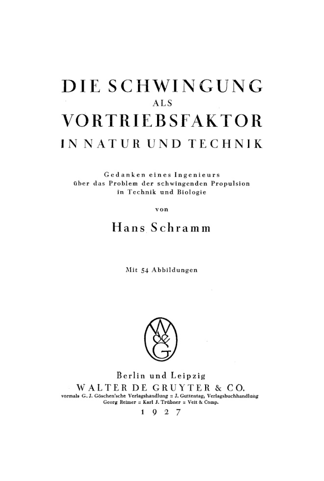 Die Schwingung als Vortriebsfaktor in Natur und Technik German Edition Hans Schramm Kitap Kapağı