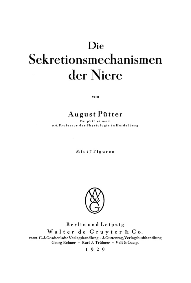 Die Sekretionsmechanismen der Niere German Edition August Putter Kitap Kapağı