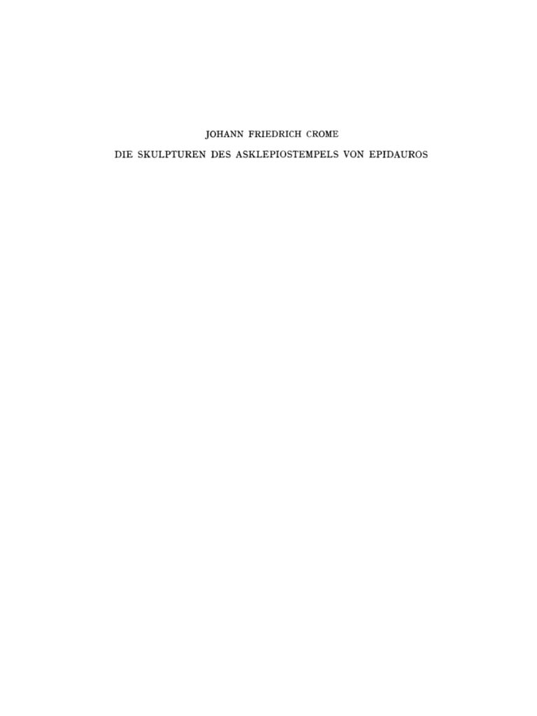Die Skulpturen des Asklepiostempels von Epidauros German Edition Johann Friedrich Crome Kitap Kapağı