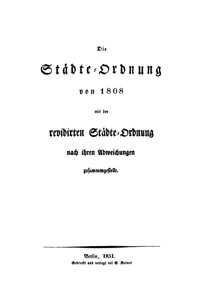 Die Stadte Ordnung von 1808 mit der revidirten Stadte Ordnung nach ihren Abweichungen zusammengestellt German Edition Friedrich Wilhe Kitap Kapağı