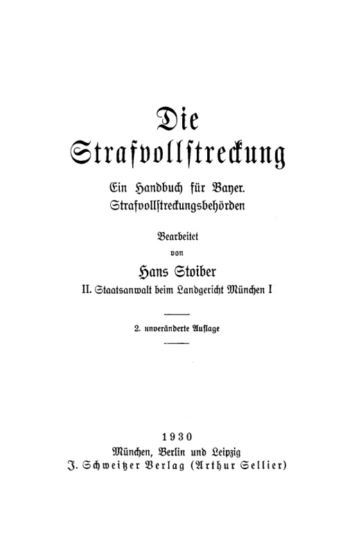 Die Strafvollstreckung German Edition Hans Stoiber Kitap Kapağı