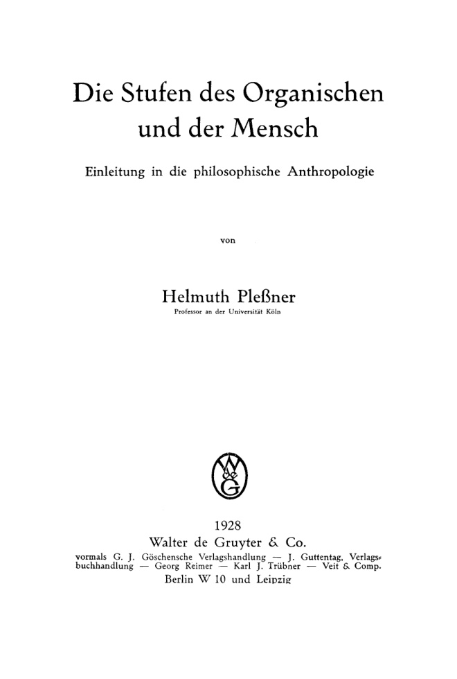 Die Stufen des Organischen und der Mensch German Edition Helmuth Plessner Kitap Kapağı