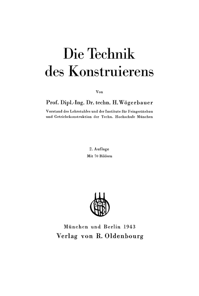 Die Technik des Konstruierens German Edition H Wogerbauer Kitap Kapağı