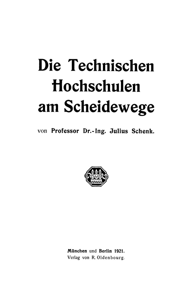 Die Technischen Hochschulen am Scheidewege German Edition Julius Schenk Kitap Kapağı