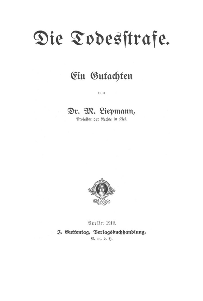 Die Todesstrafe German Edition Moritz Liepmann Kitap Kapağı