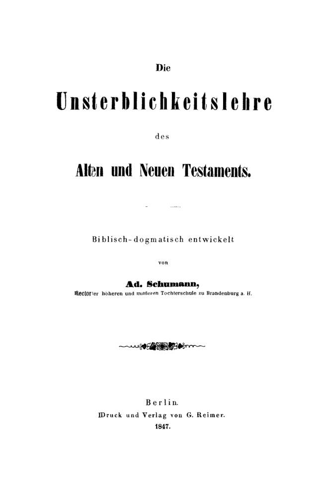 Die Unsterblichkeitslehre des Alten und Neuen Testaments German Edition Adolf Schumann Kitap Kapağı