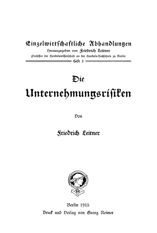 Die Unternehmungsrisiken German Edition Friedrich Leitner Kitap Kapağı