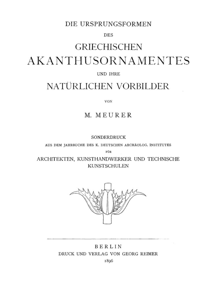 Die Ursprungsformen des griechischen Akanthusornamentes und ihre naturlichen Vorbilder German Edition Moritz Meurer Kitap Kapağı