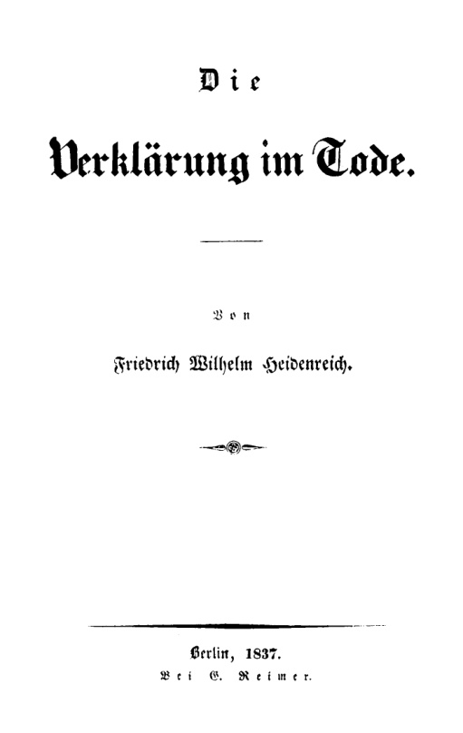Die Verklarung im Tode German Edition Friedrich Wilhelm Heidenreich Kitap Kapağı